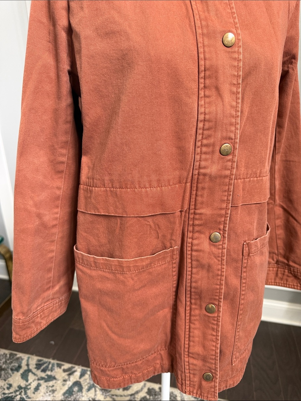 Forever 21 Rust Orange Hooded Utility Anorak Jacket Medium - Picture 2 of 13